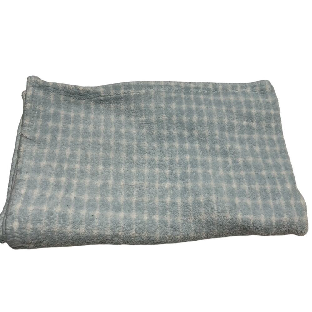 Tahari Blue White Print Baby Blanket Fleece